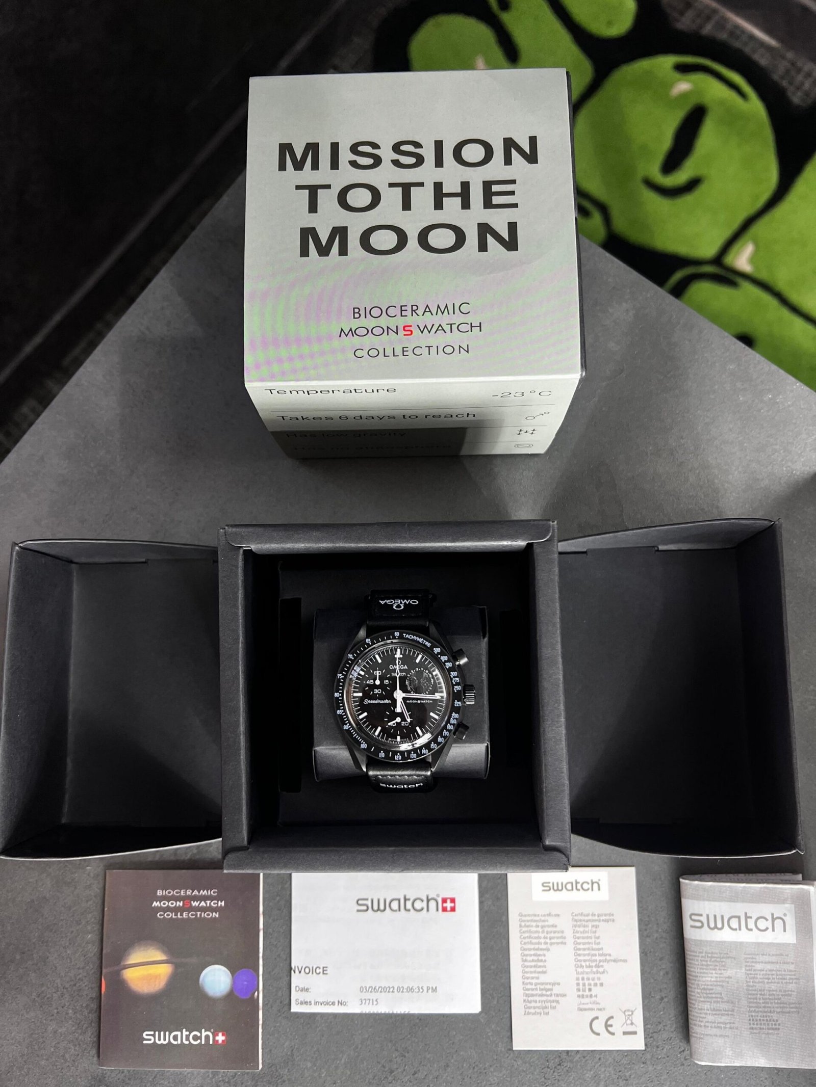 Swatch X Omega Bioceramic Moonswatch Mission To Moon Black With Kit - Image 5