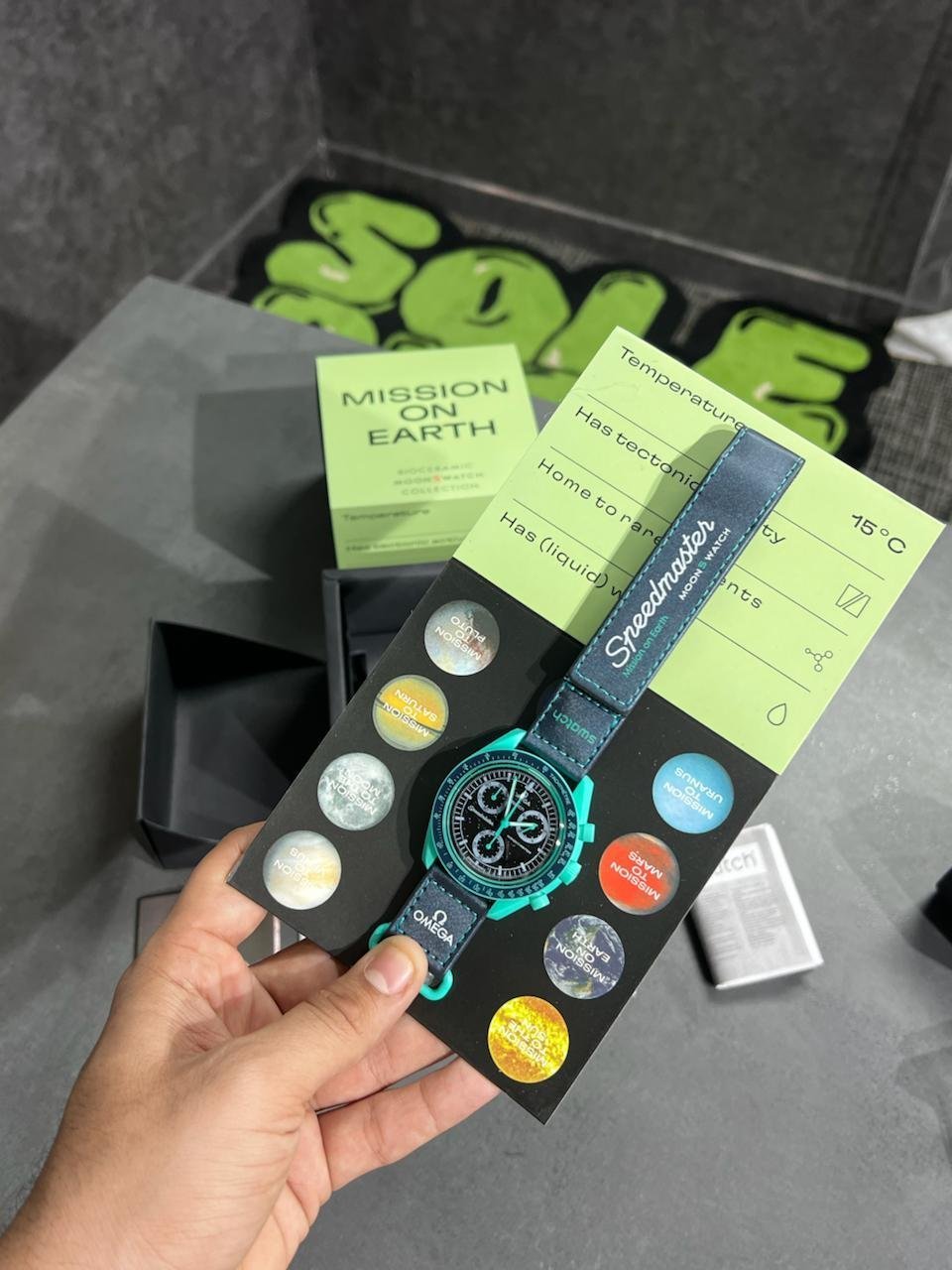 Swatch X Omega Bioceramic Moonswatch Mission To The Moon Earth Blue With Kit - Image 3