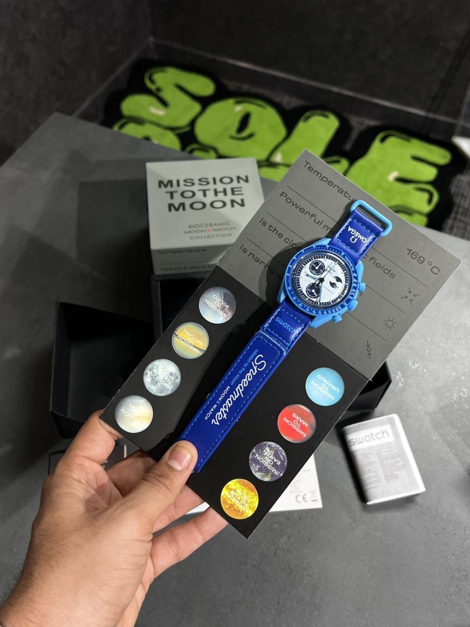 Swatch X Omega Bioceramic Moonswatch Mission To Moon Blue With Kit - Image 3