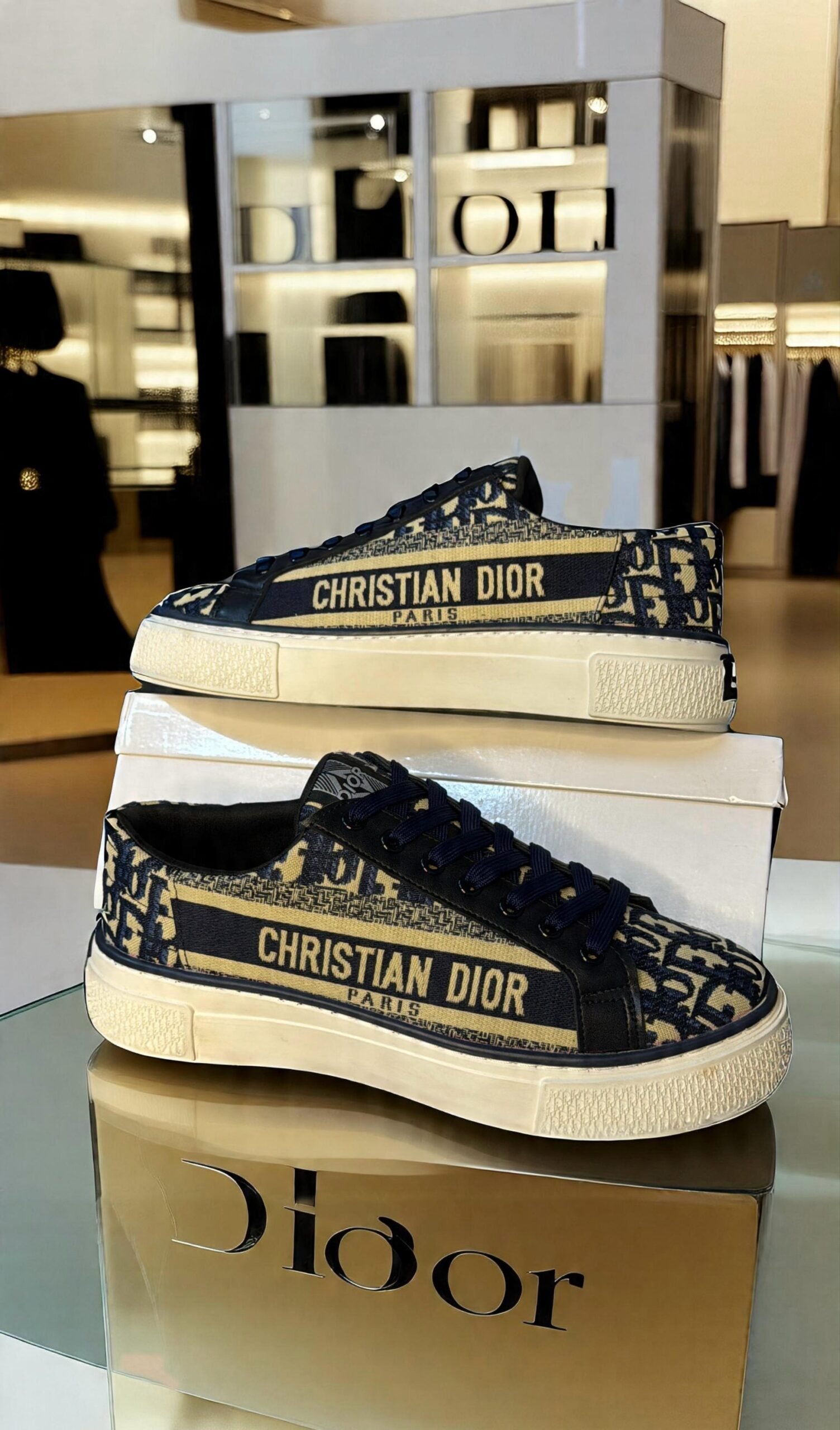 Dior Canvas Low Sneakers (Black) - Image 7
