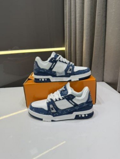 Louis Vuitton Trainer Monogram Denim White Blue - Image 5