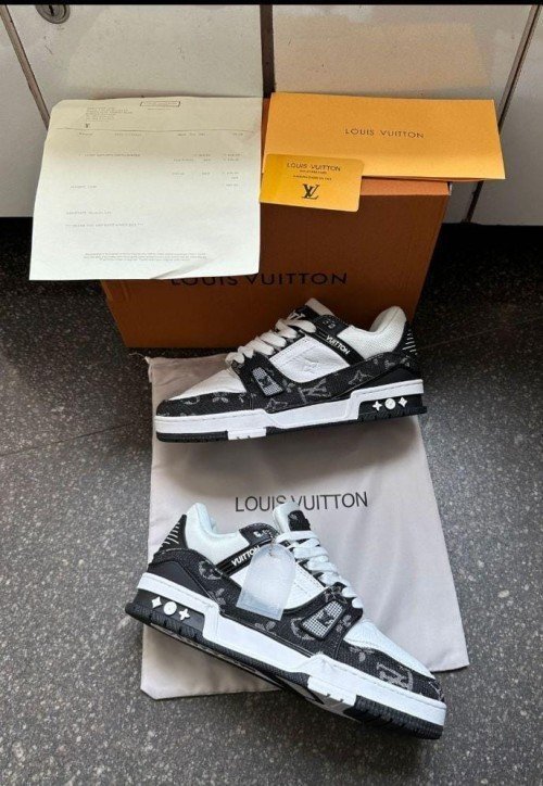 *Louis Vuitton LV Trainer Monogram Denim Black With Accessories - Image 3