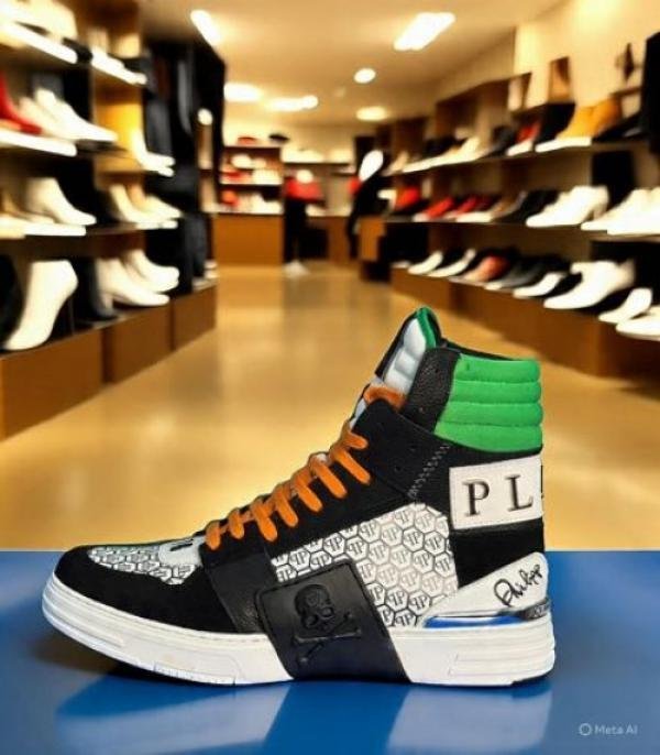PHILIP PLEIN Multi Leather High Top Sneakers - Image 3