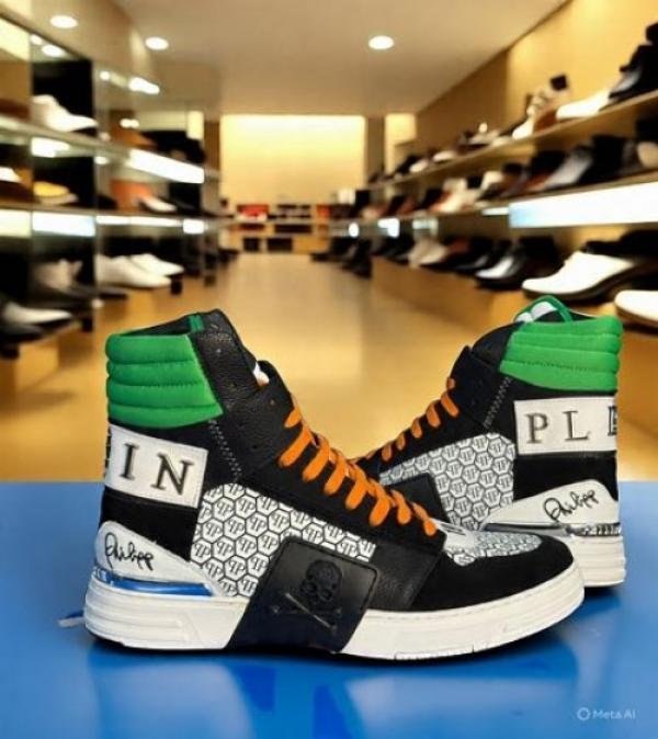 PHILIP PLEIN Multi Leather High Top Sneakers - Image 4