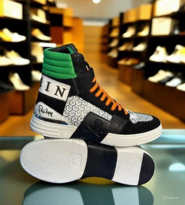 PHILIP PLEIN Multi Leather High Top Sneakers - Image 5