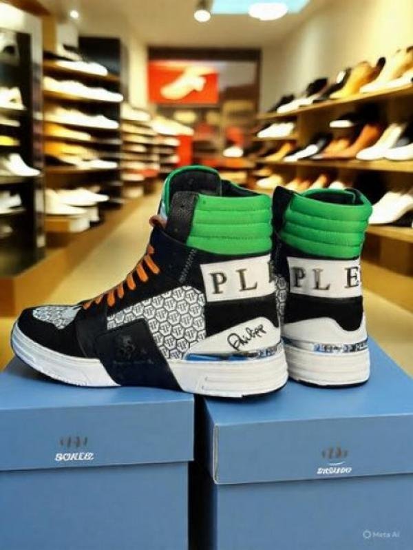 PHILIP PLEIN Multi Leather High Top Sneakers - Image 2