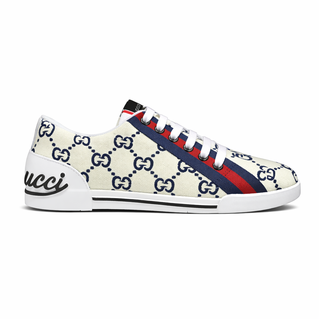 GUCCI VINTAGE EMBROIDERED GG LOGO CREAM PREMIUM SNEAKER TOP BATCH UA