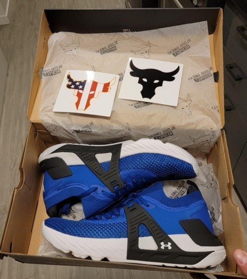 Branded UA Project Rock 4 Blue Black White - Image 2