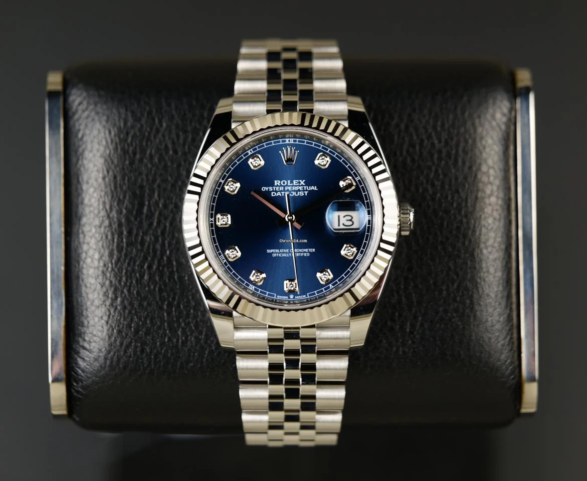 Rolex Date just 41 bright blue, diamond-set - Image 6
