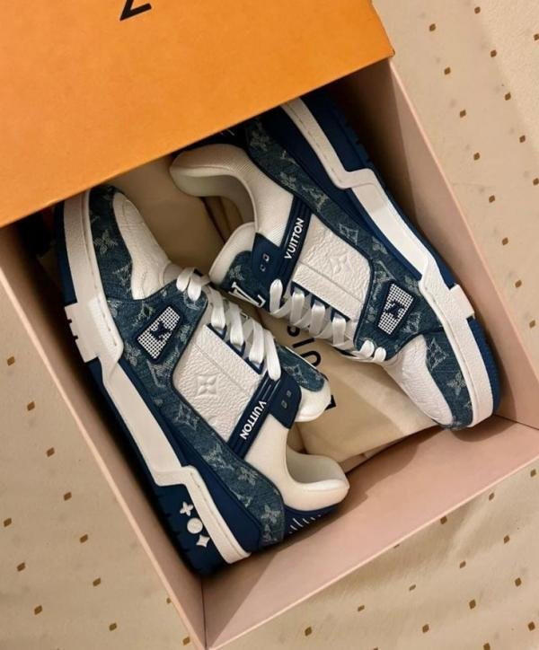 LV Louis Vuitton Trainer Monogram Denim - Light Blue TOP BATCH UA - Image 3