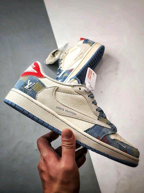 Nike Air Jordan Retro 1 Low x Travis Scott Fragment Design Louis Vuitton 177  TOP BATCH UA - Image 4