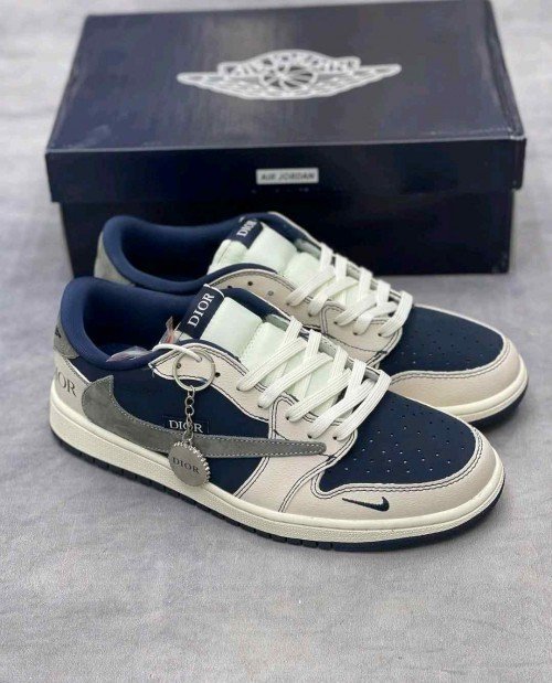 Dior Air Jordan Retro 1 X Travis Scott Navy Blue 5014TOP BATCH UA - Image 4