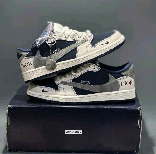 Dior Air Jordan Retro 1 X Travis Scott Navy Blue 5014TOP BATCH UA - Image 3