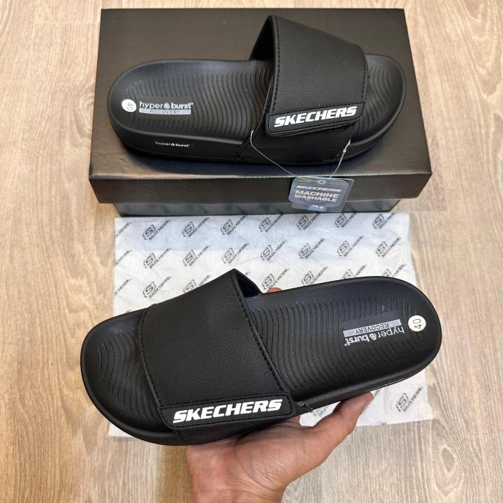 Skechers Hyper Burst Soft Premium Black White Flip Flop