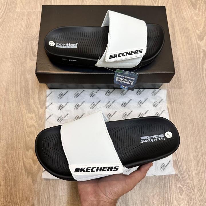 Skechers Hyper Burst Soft Premium White Black Flip Flop
