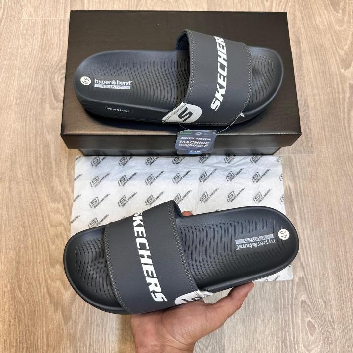 Skecher.s Hyper Burst Soft Premium Grey White Flip Flop