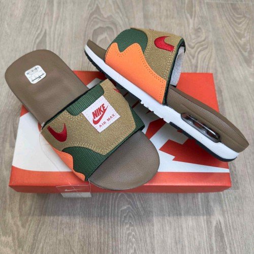 Nike Airmax 1 Premium Brown Green Orange Flip-Flop