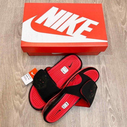 Nike Air LeBron Premium Black Red Slides