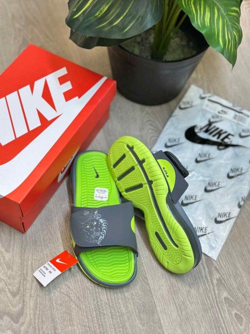 Nike Air LeBron Premium Grey Neon Slides