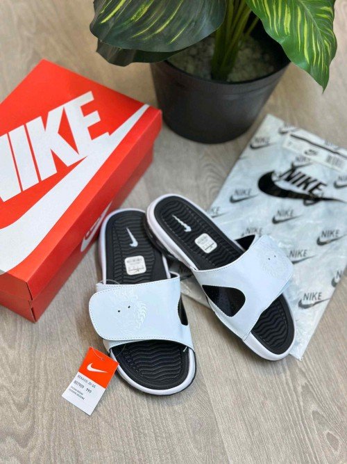 Nike Air LeBron Premium White Black Slides - Image 2