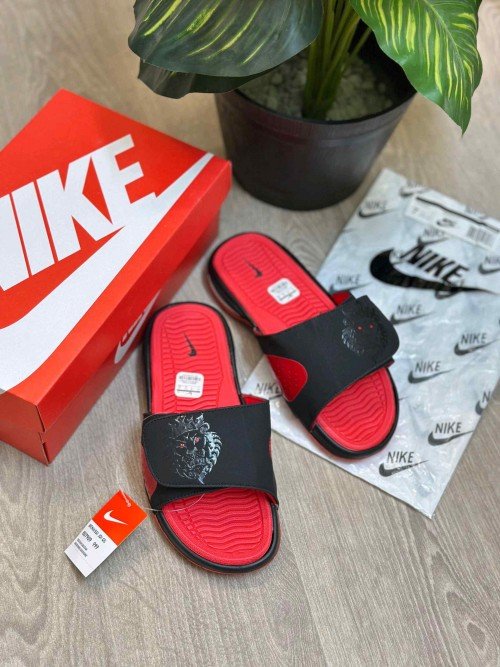 Nike Air LeBron Premium Black Red Slides - Image 2