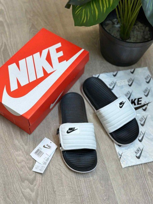 Nike Asuna Adjust Soft Cusion White Black Slides - Image 2