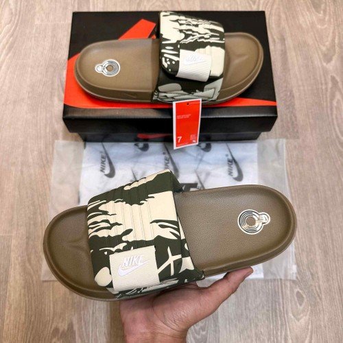Nike Offcourt Adjust Camo Beige Olive Green Slides