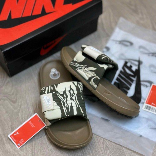 Nike Offcourt Adjust Camo Beige Olive Green Slides - Image 2