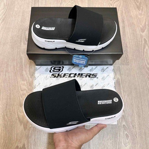 Skechers Go Walk Flex Premium Black White Flip Flop