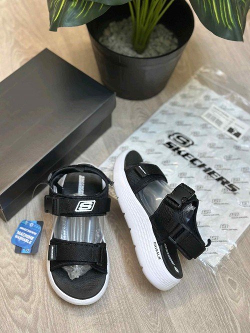 Skechers Go Walk Black White Premium Sandal