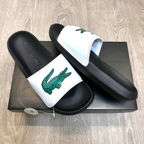 Lacoste Serve Croco Premium White Black Green Slides