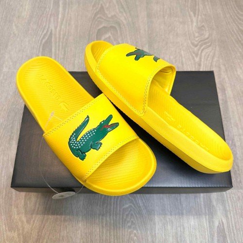 Lacoste Serve Croco Premium Yellow Green Slides