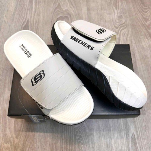 Skechers Go Recover Adjust Premium Beige Black Slides