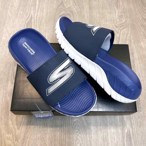 Skechers Go Recover Premium Navy White Slides