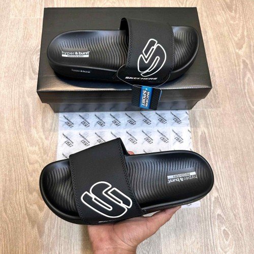 Skechers Hyper Burst Soft Premium Black White Flip Flop