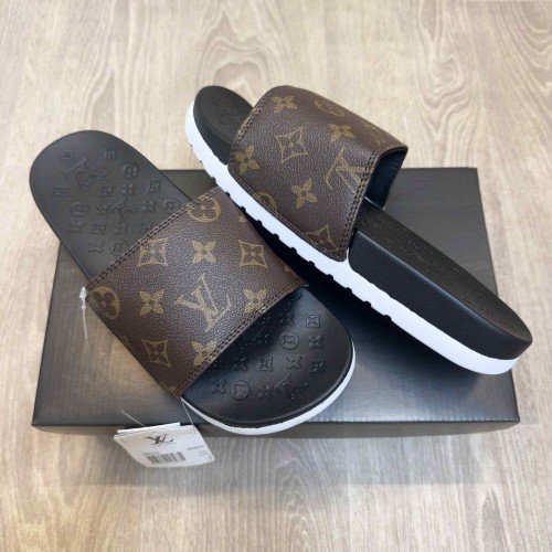 Louis Vuitton Monogram Soft Cusion Brown Black White Flip Flop