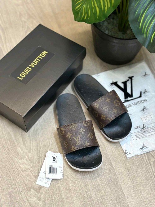 Louis Vuitton Monogram Soft Cusion Brown Black White Flip Flop - Image 2