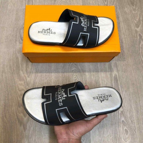 Hermes Izmir Premium Black Silver Sandal