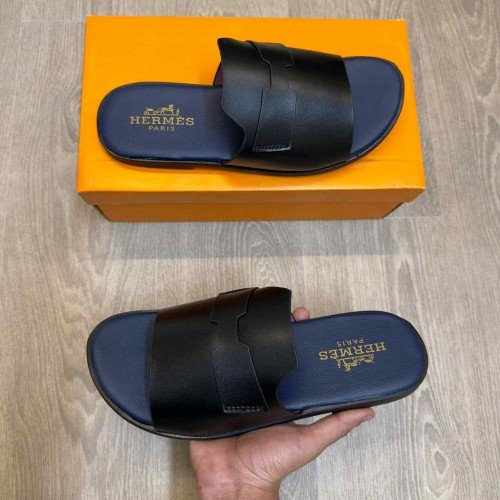 Hermes Izmir Premium Black Blue Sandal