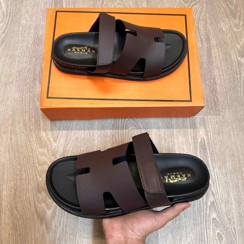 Hermes Chypre Soft Comfort Brown Black Sandal