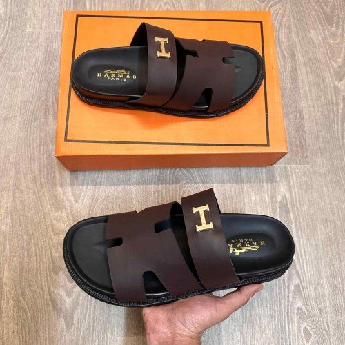 Hermes Chypre Soft Comfort Brown Black Sandal