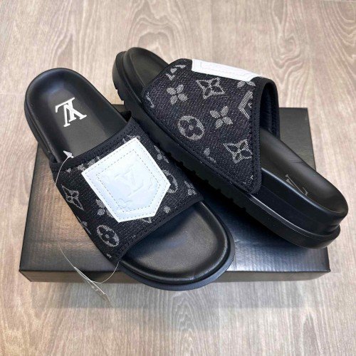Louis Vuitton Monogram Black White Premium Slides