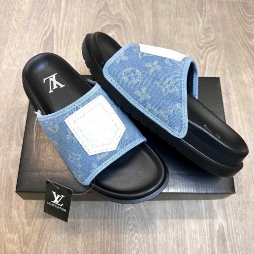 Louis Vuitton Monogram Blue White Premium Slides