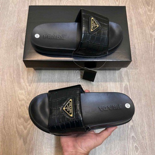 Prada Milano Plaque Premium Black Slides