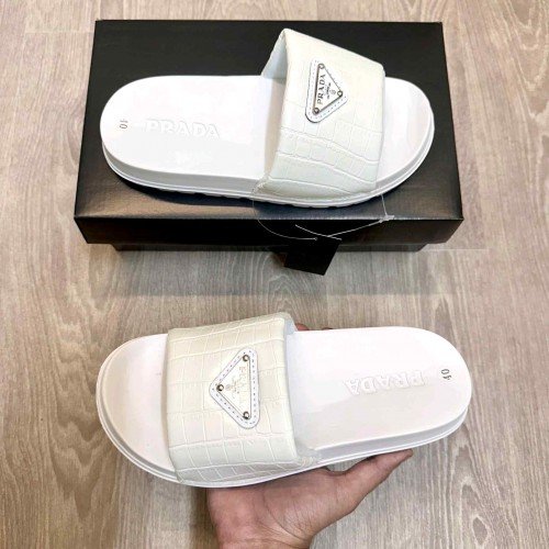 Prada Milano Plaque Premium White Slides