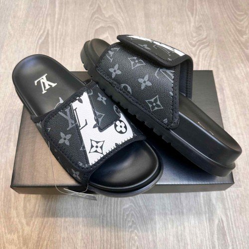 Louis Vuitton Monogram Adjust Black White Premium Slides