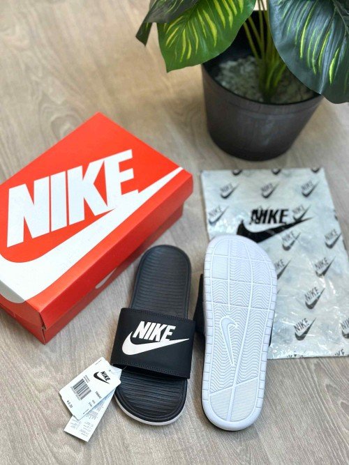 Nike Ultra Comfort Soft Cusion Black White Flip Flop - Image 2