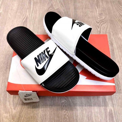 Nike Ultra Comfort Soft Cusion White Black Flip Flop
