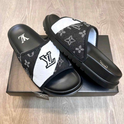Louis Vuitton Monogram Black White Premium Slides