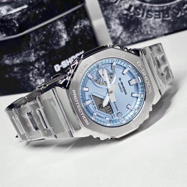 Casio G-Shock Analog-Digital Ice Blue Dial Stainless Steel Watch - Image 4